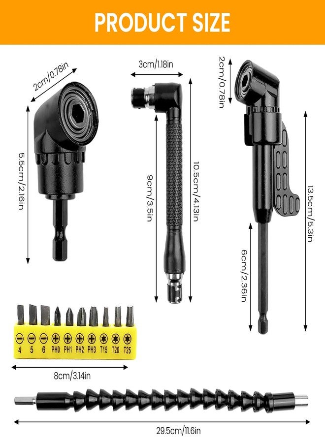 Serplex طقم تمديد لقم الثقب من سيربلكس® مكون من 14 قطعة مع محولات بزاوية 90 درجة و105 درجة، ولقم بزاوية ومجموعة لقم ثقب قابلة للانحناء، ووصلة تمديد مرنة بطول 11.6 بوصة، و10 لقم من الفولاذ عالي السرعة، للأماكن الضيقة والإصلاحات المتعددة الاستخدامات. - Image 3